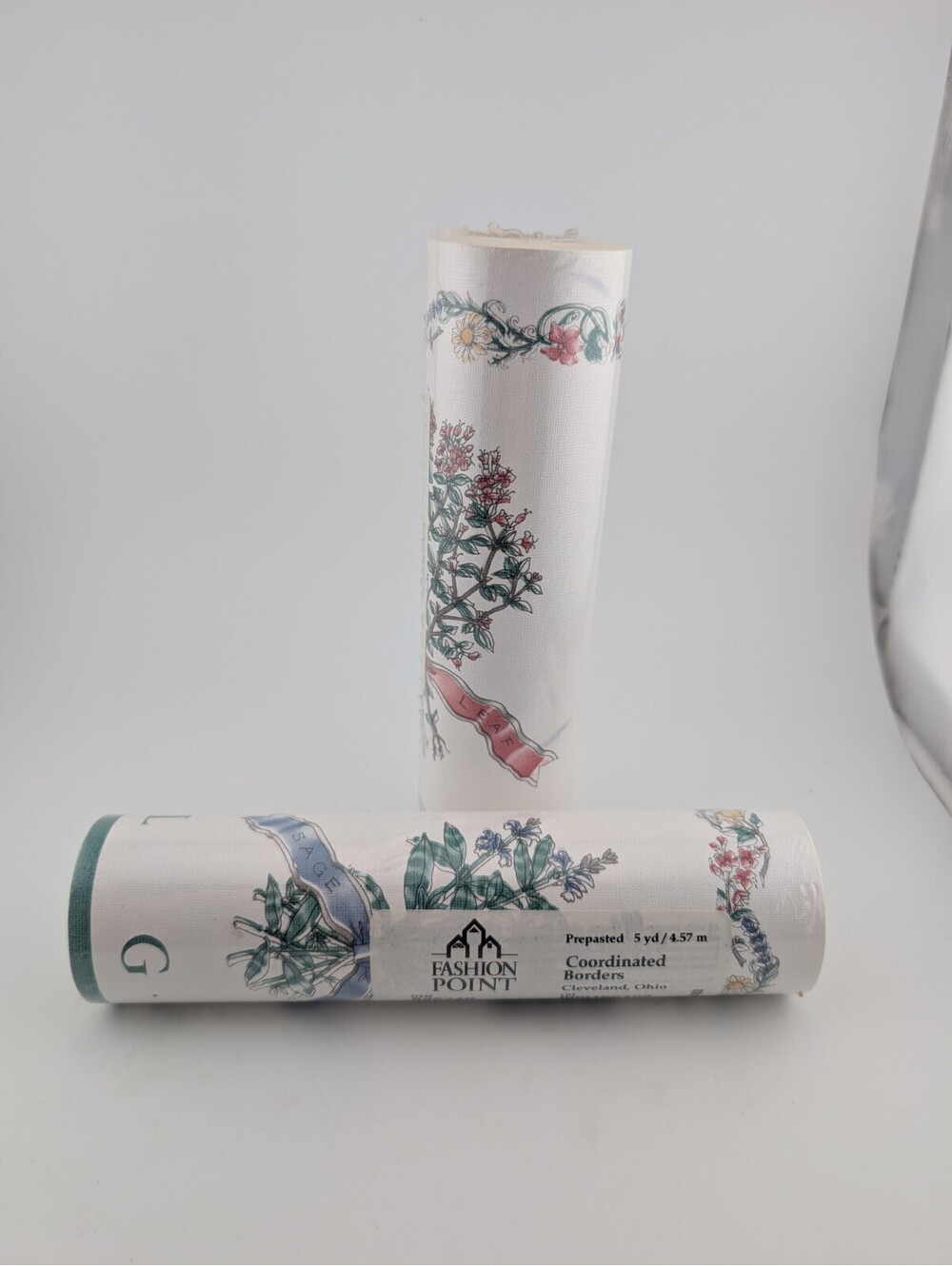 Vintage Wallpaper Border Two 5 Yd Rolls Flowers & Herbs Fashion Point Prepasted